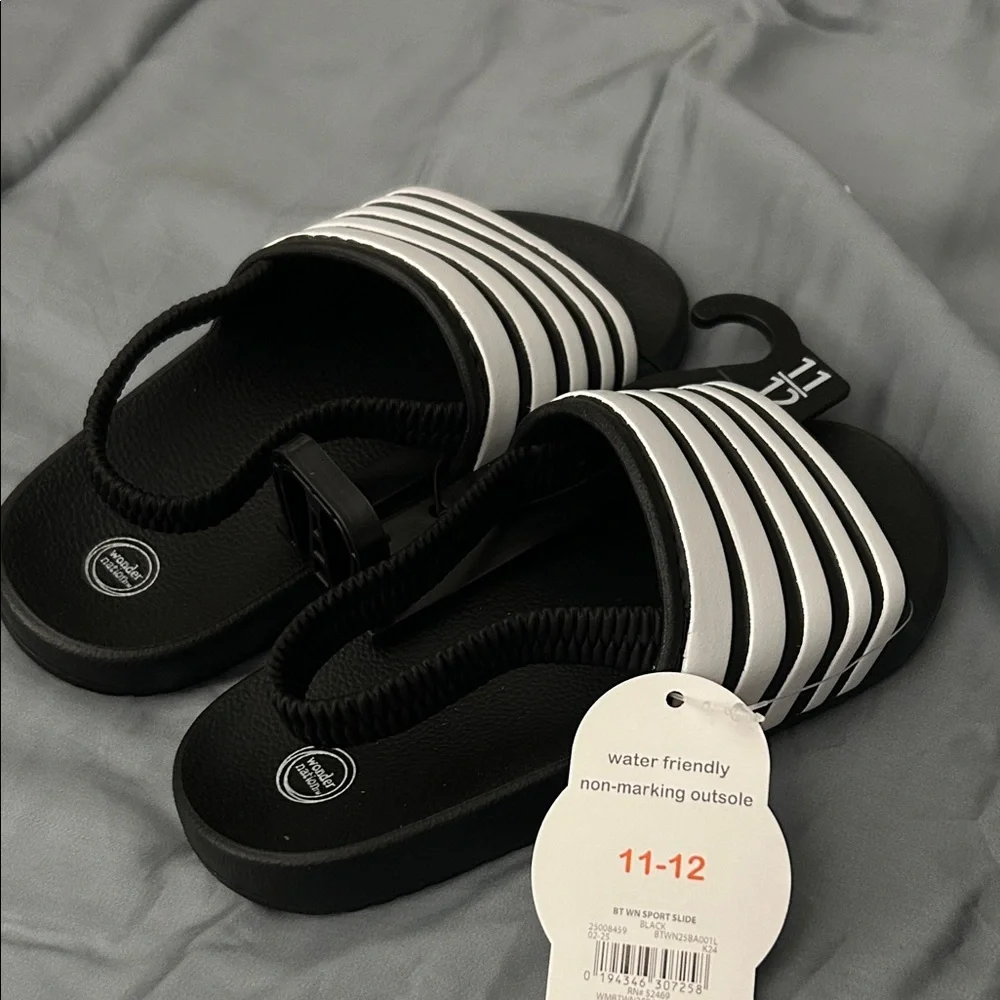 Black and White Striped Slides - Picture 2 of 2